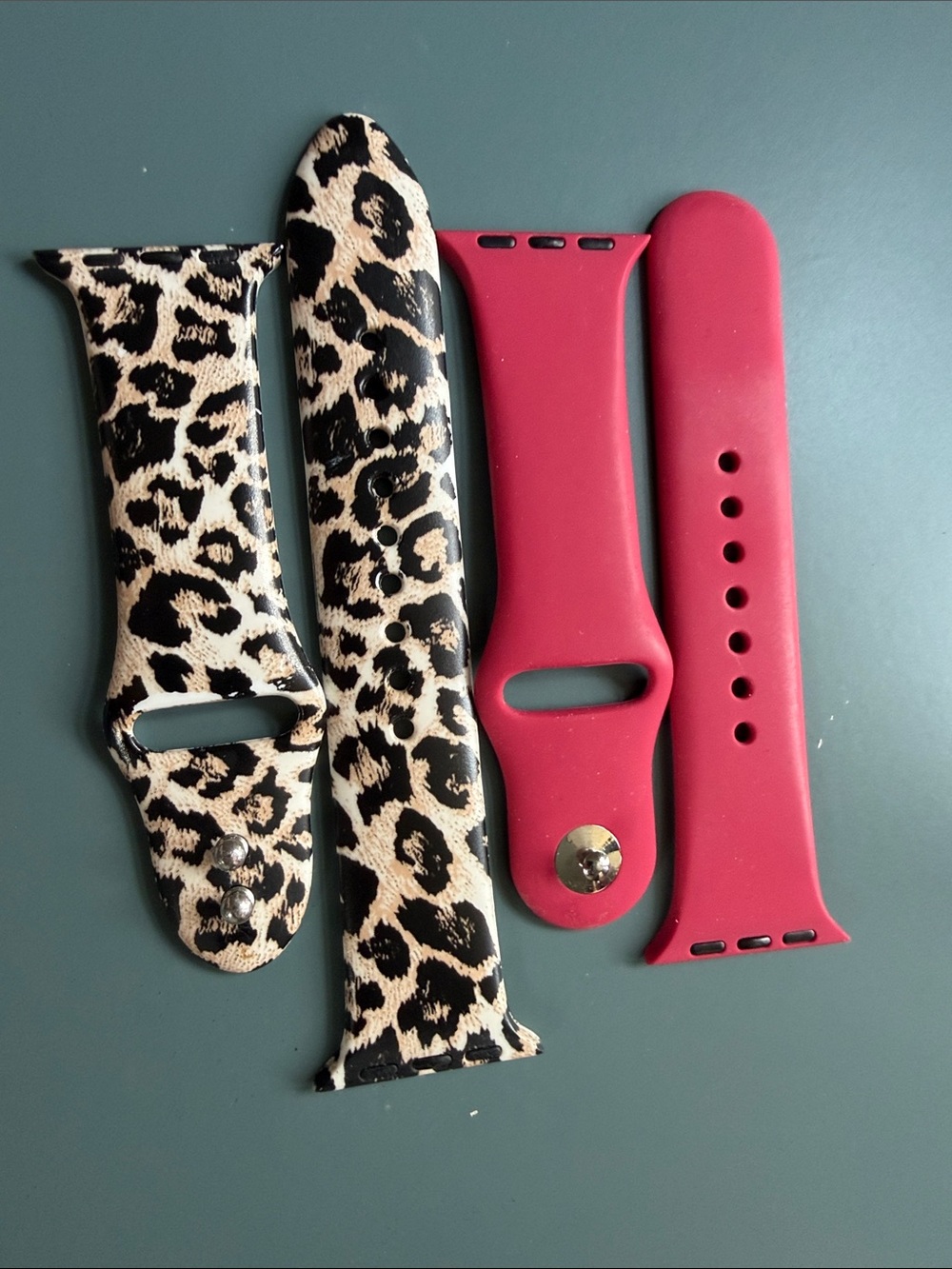 Leopard Print and Berry Silicone Apple Watch Bands